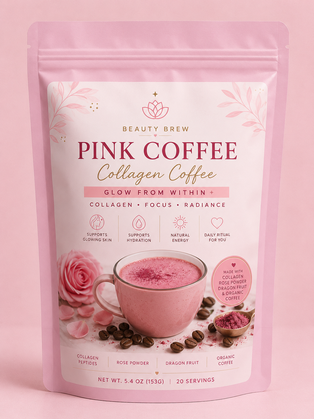 Beauty Brew Pink Collagen Coffee 20 Servings
