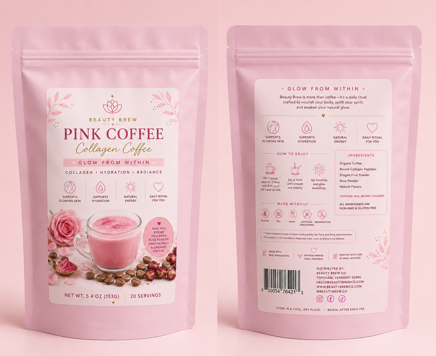 Beauty Brew Pink Collagen Coffee 20 Servings